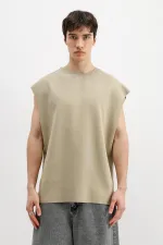 T-shirt basique oversize sans manches kaki
