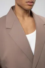 Costume oversize ceinturé, vison