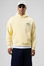 Sweat à capuche jaune oversize délavé à coupe carrée