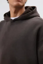 Sweat à capuche oversize avec détails brodés, couleur café