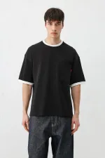 Kısa Kollu Oversize Cepli Tişört Siyah