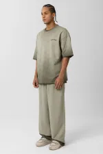 Yıkamalı Oversize Eşofman Takım Açık Haki