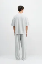 Modal Karışımlı Oversize Tişört Açık Gri