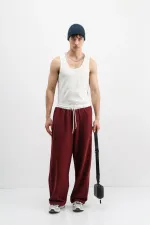 Baggy Fit Eşofman Alt Bordo