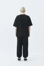 Delik Detaylı Oversize Eşofman Takım Siyah