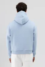 Basic Kapüşonlu Boxy Fit Sweatshirt Bebe Mavi