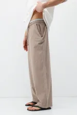 Super Baggy Fit Keten Pantolon Taş