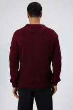 Bisiklet Yaka Oversize Triko Kazak Bordo