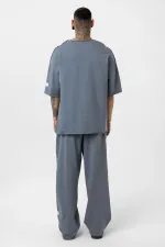 Etiket Detaylı Oversize Eşofman Takım Füme