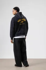 Sweat à capuche noir oversize délavé à coupe carrée