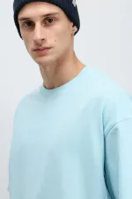 T-shirt basique oversize à col rond bleu clair