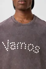 T-shirt oversize délavé à boutons, couleur café