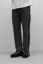 Yan Dikiş Detaylı Baggy Jean Gri