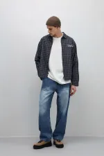 Pocket Detail Baggy Fit Jeans Blue