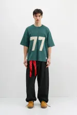 Numara Baskılı Oversize Tişört Nefti