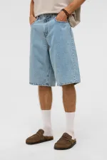 Oversize Bermuda Denim Shorts, Blue Color - 1