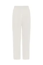 Baggy Fit Müslin Keten Pantolon Ekru