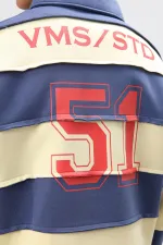 Sweat-shirt oversize à rayures imprimées bleu