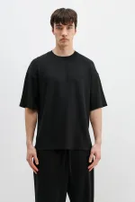 Modal Karışımlı Oversize Tişört Siyah