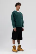 Bisiklet Yaka Cep Detaylı Oversize Sweatshirt Nefti