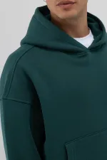 Basic Kapüşonlu Boxy Fit Sweatshirt Nefti