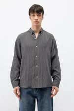 Chemise rayée oversize anthracite