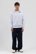 Oversize Fermuarlı Dik Yaka Sweatshirt Karmelanj