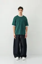 Kısa Kollu Oversize Cepli Tişört Nefti