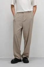 Baggy Fit Kumaş Pantolon Bej