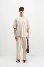 Modal Karışımlı Baggy Eşofman Alt Taş