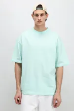 T-shirt basique oversize à col rond menthe