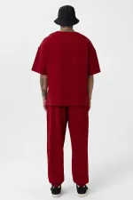 Paça Lastikli Basic Oversize Eşofman Takımı Bordo