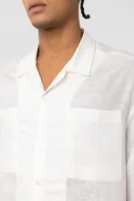 Chemise oversize en lin à double poche, écru