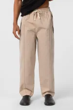 Bağcıklı Baggy Gabardin Pantolon Bej