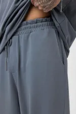 Etiket Detaylı Oversize Eşofman Takım Füme