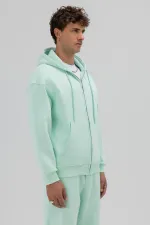 Sweat à capuche basique oversize zippé, couleur menthe