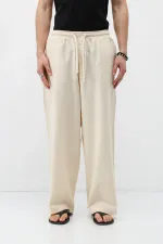 Super Baggy Fit Keten Pantolon Naturel