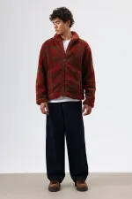 Oversize Peluş Mont Bordo