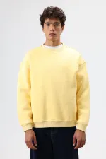 Sweat-shirt basique oversize délavé jaune