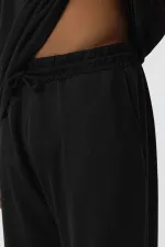 Basic Oversize Paça Lastikli Eşofman Takım Siyah