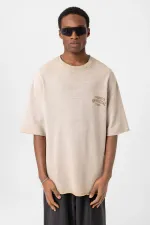 T-shirt oversize en maille délavée couleur pierre