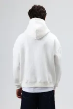 Sweat à capuche imprimé oversize, écru