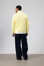 Oversize Triko Boğazlı Kazak Sarı