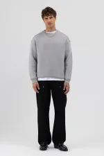 Sweat-shirt basique à col rond oversize gris clair