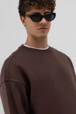 Basic Crew Neck Oversize Sweatshirt, Coffee