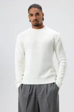 Pull oversize à col rond en maille, écru