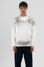 Sweat-shirt oversize imprimé délavé, écru