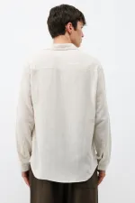 Uzun Kollu Basic Oversize Gömlek Bej