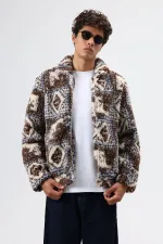 Oversize Peluş Mont Kahve