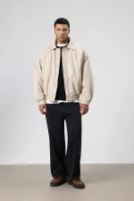 Veste oversize basique en similicuir couleur pierre